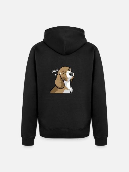 Beagle Dackel Zwinkern Geschenkidee - Unisex Premium Bio Zip Hoodie - Schwarz