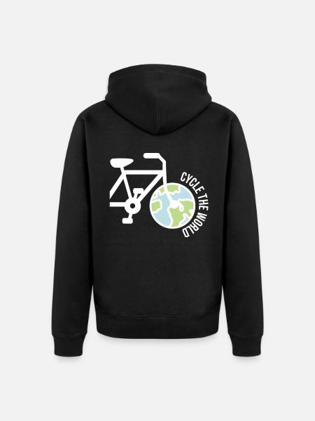 Travel the world with a bicycle gift idea - Unisex Premium Organic Zip Hoodie - black