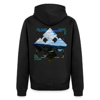 Abel Tasman Neuseeland Traum Strand Geschenkidee - Unisex Premium Bio Zip Hoodie - Schwarz - Hinten - Nico (187cm)