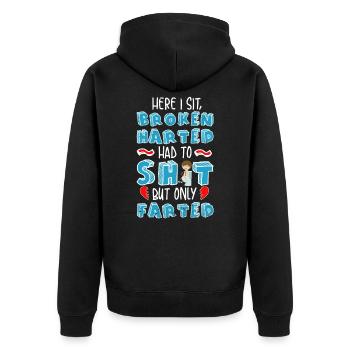 Liebeskummer Klo Toilette Durchfall - Unisex Premium Bio Zip Hoodie - Schwarz - Hinten - Nico (187cm)