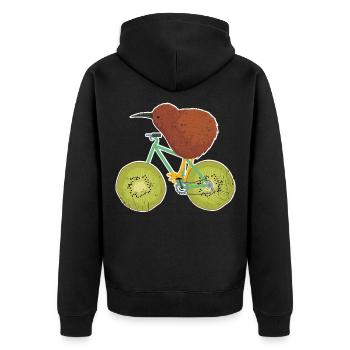 Kiwi Fahrrad Geschenk - Unisex Premium Bio Zip Hoodie - Schwarz - Hinten - Nico (187cm)