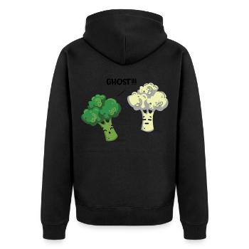 Geist! Brokkoli Blumenkohl Gemüse witzig Geschenk - Unisex Premium Bio Zip Hoodie - Schwarz - Hinten - Nico (187cm)