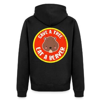 Bieber - Unisex Premium Bio Zip Hoodie - Schwarz - Hinten - Nico (187cm)