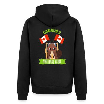 Kanada Wahrzeichen Ahorn swag Geschenk Biber Bier - Unisex Premium Bio Zip Hoodie - Schwarz - Hinten - Nico (187cm)