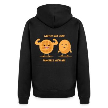 Waffeln Süßigkeit Bodybuilding fett Witz Geschenk - Unisex Premium Bio Zip Hoodie - Schwarz - Hinten - Nico (187cm)