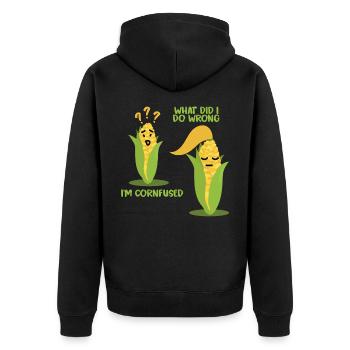 Maiskolben - Unisex Premium Bio Zip Hoodie - Schwarz - Hinten - Nico (187cm)
