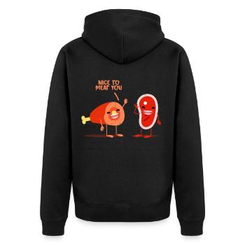 Steak - Unisex Premium Bio Zip Hoodie - Schwarz - Hinten - Nico (187cm)