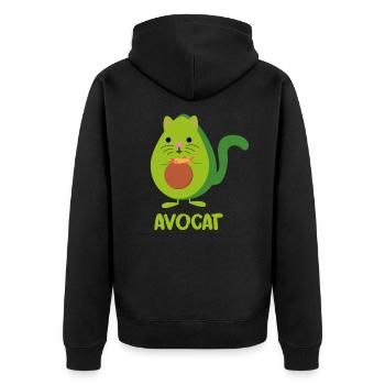Avocado Katze Kätzchen Fisch gesund Geschenkidee - Unisex Premium Bio Zip Hoodie - Schwarz - Hinten - Nico (187cm)