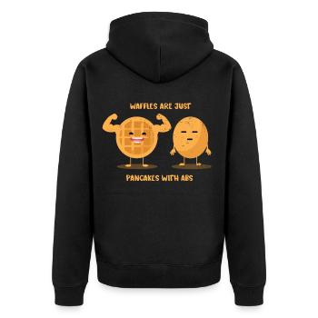 Waffel - Unisex Premium Bio Zip Hoodie - Schwarz - Hinten - Nico (187cm)