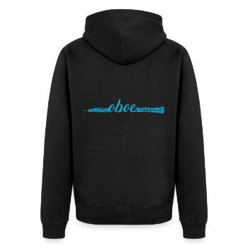 Oboe - Unisex Premium Bio Zip Hoodie - Schwarz - Hinten - Nico (187cm)
