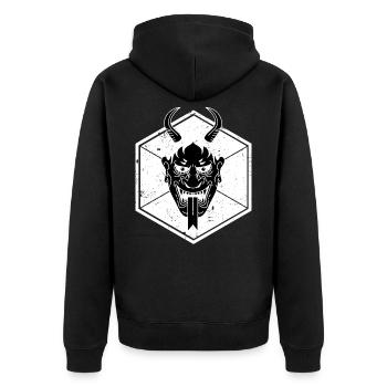 Teufel Satan Tattoo hexagon swag Tattoo Geschenk - Unisex Premium Bio Zip Hoodie - Schwarz - Hinten - Nico (187cm)