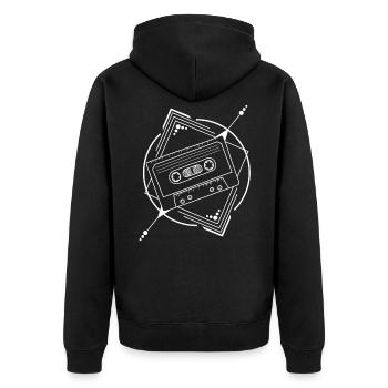 Cassette Tattoo 80s 90s Geometry Swag Gift - Unisex Premium Organic Zip Hoodie - black - Back - Nico (187cm)