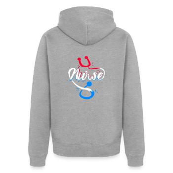 Stéthoscope infirmière - Veste à capuche bio Premium Unisexe - gris chiné - Dos - Nico (187cm)