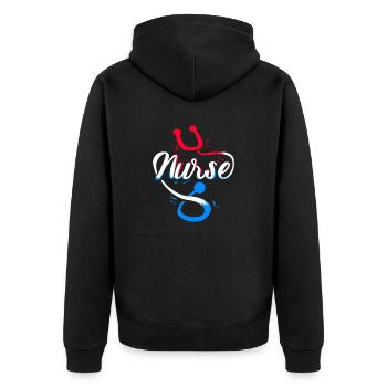 Krankenschwester Stethoskop Beruf Job Geschenk - Unisex Premium Bio Zip Hoodie - Schwarz - Hinten - Nico (187cm)