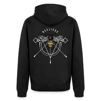 Biene Wespe Hornisse Honig Wabe swag Geschenkidee - Unisex Premium Bio Zip Hoodie - Schwarz - Hinten - Nico (187cm)