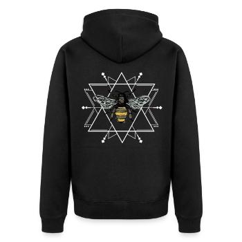Biene Wespe Hornisse Honig Wabe swag Geschenkidee - Unisex Premium Bio Zip Hoodie - Schwarz - Hinten - Nico (187cm)
