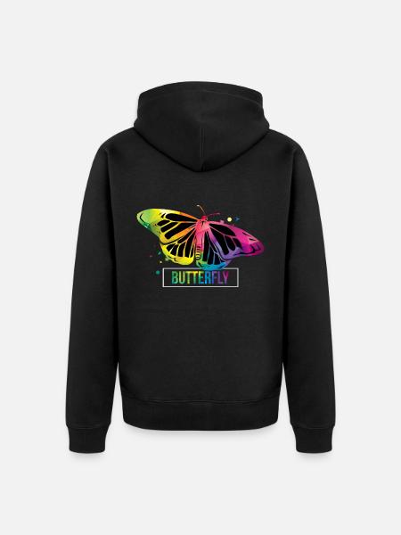 Butterfly caterpillar gift - Unisex Premium Organic Zip Hoodie - black