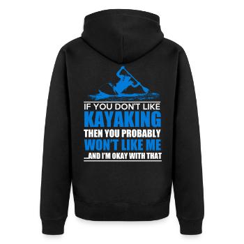 Kayak - Unisex Premium Bio Zip Hoodie - Schwarz - Hinten - Nico (187cm)