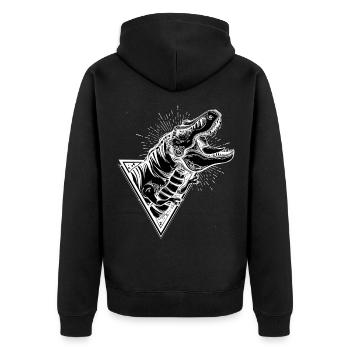 Dinosaurier Tyrannosaurus Rex - Unisex Premium Bio Zip Hoodie - Schwarz - Hinten - Nico (187cm)