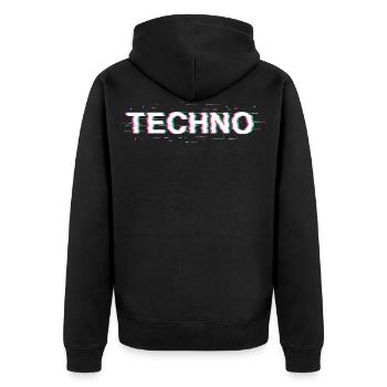 Techno 3D Rave Festival - Unisex Premium Organic Zip Hoodie - black - Back - Nico (187cm)
