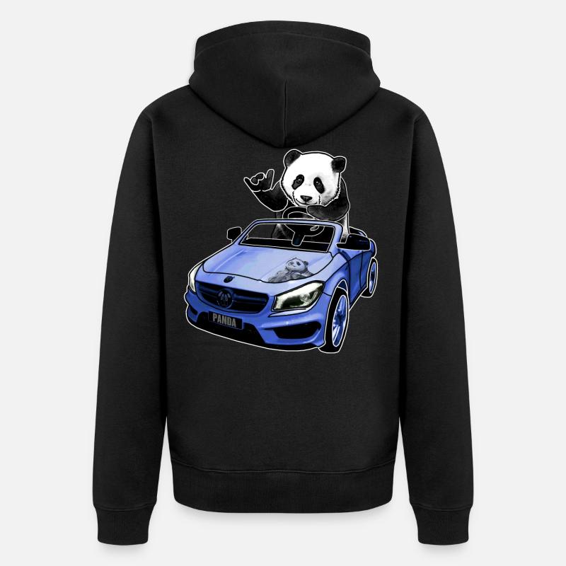 panda im auto geschenkidee - Unisex Premium Bio Zip Hoodie - Schwarz