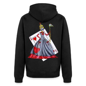 Königin der Herzen - Unisex Premium Bio Zip Hoodie - Schwarz - Hinten - Nico (187cm)