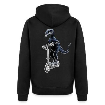 Elektroroller E-Roller Dino Raptor Geschenkidee - Unisex Premium Bio Zip Hoodie - Schwarz - Hinten - Nico (187cm)