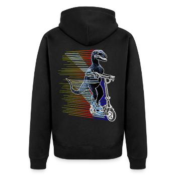 Escooter Electroroller E-Roller Raptor Bestseller - Unisex Premium Bio Zip Hoodie - Schwarz - Hinten - Nico (187cm)