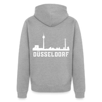 Dusseldorf skyline - Unisex Premium Organic Zip Hoodie - heather grey - Back - Nico (187cm)