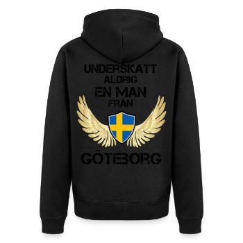 Göteborg - Unisex Premium Bio Zip Hoodie - Schwarz - Hinten - Nico (187cm)