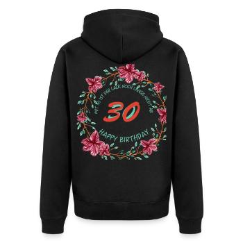Frauen 30. Geburtstag Geschenk - Unisex Premium Bio Zip Hoodie - Schwarz - Hinten - Nico (187cm)