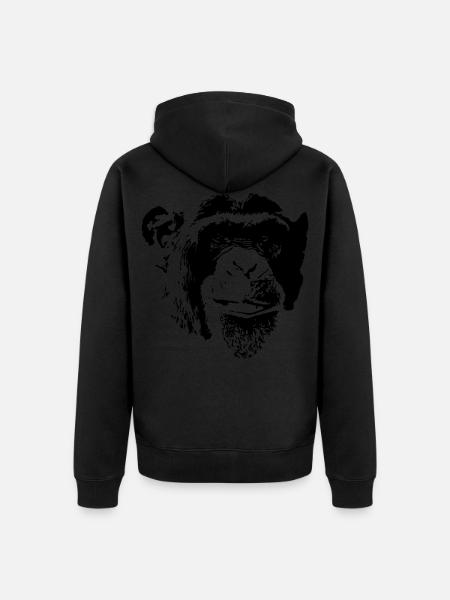 Monkey Face - Unisex Premium Organic Zip Hoodie - black