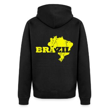 Brazil Country Form - Unisex Premium Organic Zip Hoodie - black - Back - Nico (187cm)
