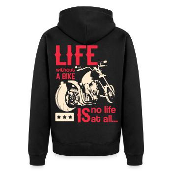 Motorrad - Unisex Premium Bio Zip Hoodie - Schwarz - Hinten - Nico (187cm)