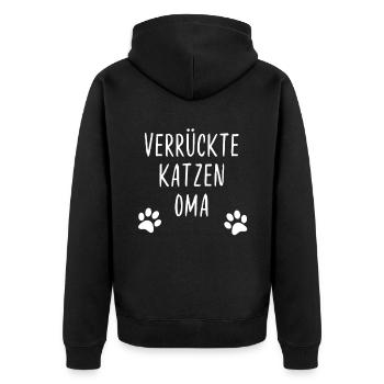 Cat Grandma Cat Kitten Cute - Unisex Premium Organic Zip Hoodie - black - Back - Nico (187cm)