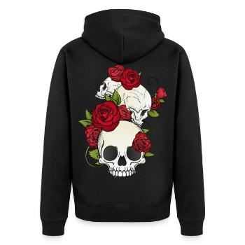 Skull Totenkopf Skelett Premium Bestseller Gothic - Unisex Premium Bio Zip Hoodie - Schwarz - Hinten - Nico (187cm)