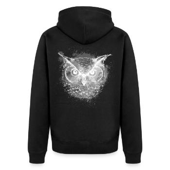 Owl at Night - Unisex Premium Bio Zip Hoodie - Schwarz - Hinten - Nico (187cm)
