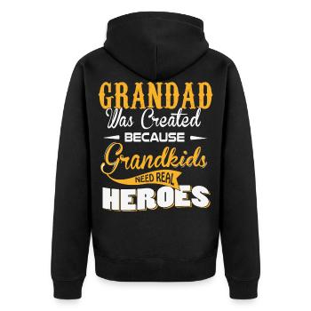 Granddad Hero - Unisex Premium Bio Zip Hoodie - Schwarz - Hinten - Nico (187cm)