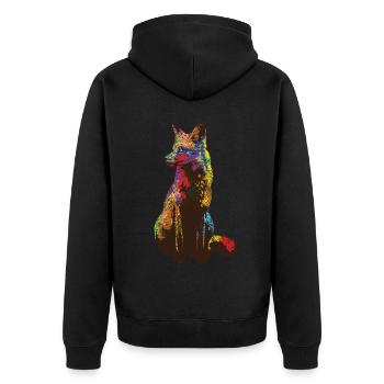 Fuchs - Unisex Premium Bio Zip Hoodie - Schwarz - Hinten - Nico (187cm)