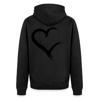 Herz unvollständig offen Schwarz Design Vektor - Unisex Premium Bio Zip Hoodie - Schwarz - Hinten - Nico (187cm)