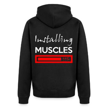 Installing Muscles - Unisex Premium Bio Zip Hoodie - Schwarz - Hinten - Nico (187cm)