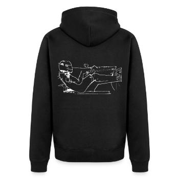 Rennfahrer - Unisex Premium Bio Zip Hoodie - Schwarz - Hinten - Nico (187cm)