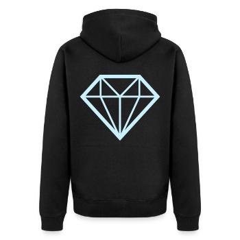 Diamant Geometrie Linien - Unisex Premium Bio Zip Hoodie - Schwarz - Hinten - Nico (187cm)