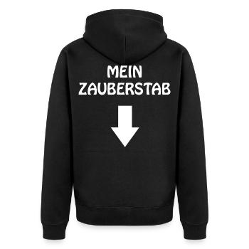 Mein Zauberstab Lustiger Spruch Penis Schwanz Man - Unisex Premium Bio Zip Hoodie - Schwarz - Hinten - Nico (187cm)