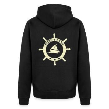 Segeln Ruder Born to Sail - Unisex Premium Bio Zip Hoodie - Schwarz - Hinten - Nico (187cm)
