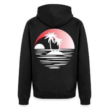 Island with palm trees white red - Unisex Premium Organic Zip Hoodie - black - Back - Nico (187cm)