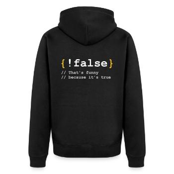 False gift for computer scientists - Unisex Premium Organic Zip Hoodie - black - Back - Nico (187cm)