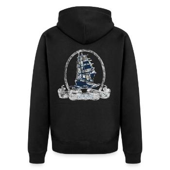 Segelboot - Unisex Premium Bio Zip Hoodie - Schwarz - Hinten - Nico (187cm)