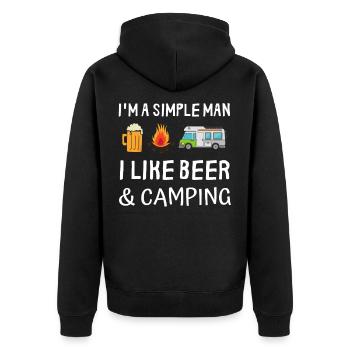 Homme simple bière feu de camp camping campeur - Veste à capuche bio Premium Unisexe - noir - Dos - Nico (187cm)