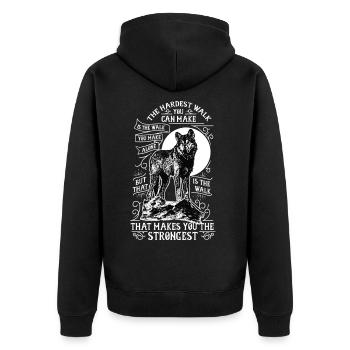 Lonely wolf - Unisex Premium Organic Zip Hoodie - black - Back - Nico (187cm)